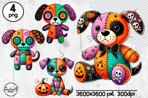 Download Patchwork Halloween Puppy Clipart - Puppy Collection