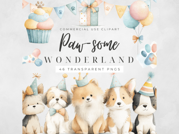 Download Dog Birthday Clipart Watercolor Puppy PN - Puppy Collection