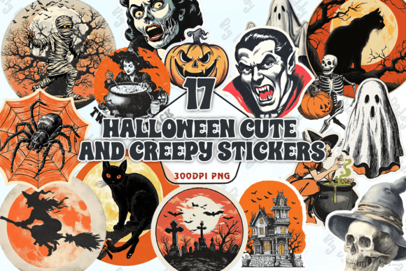 Download Halloween Cute and Creepy Stickers PNG - Premium Bundle