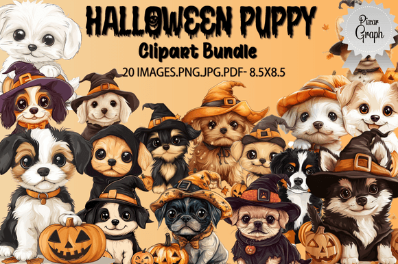 Download Halloween Puppy Clipart Bundle - Puppy Collection