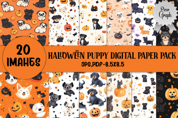 Download Halloween Puppy Digital Paper Pack - Puppy Collection