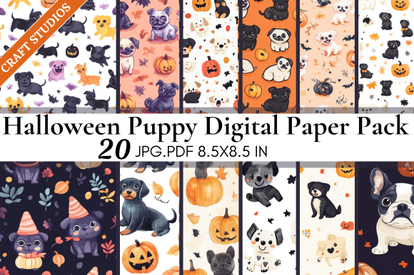 Download Halloween Puppy Digital Paper Pack - Puppy Collection